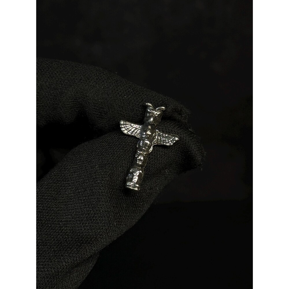 Vintage Native American Sterling Silver Totem Pole Pin Brooch Unmarked